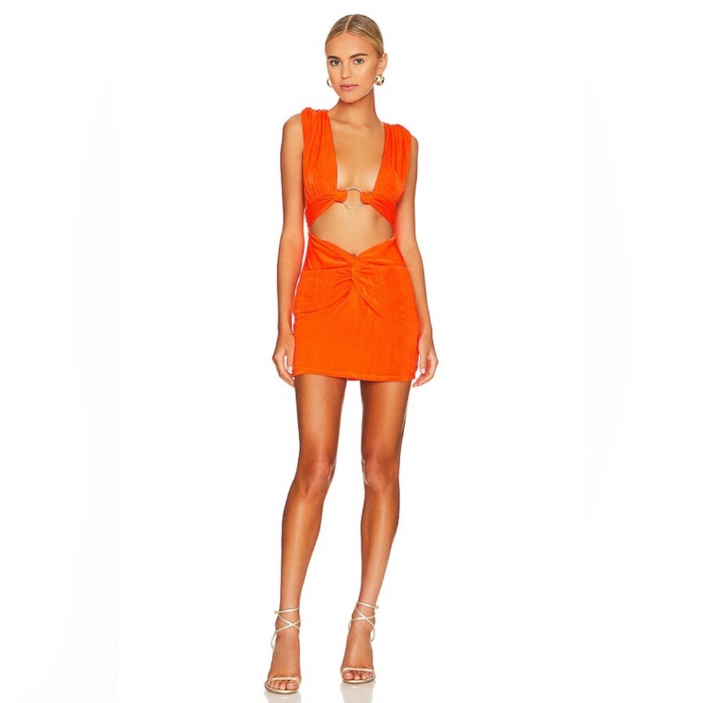 h:ours Elvira Mini Dress in Neon Orange